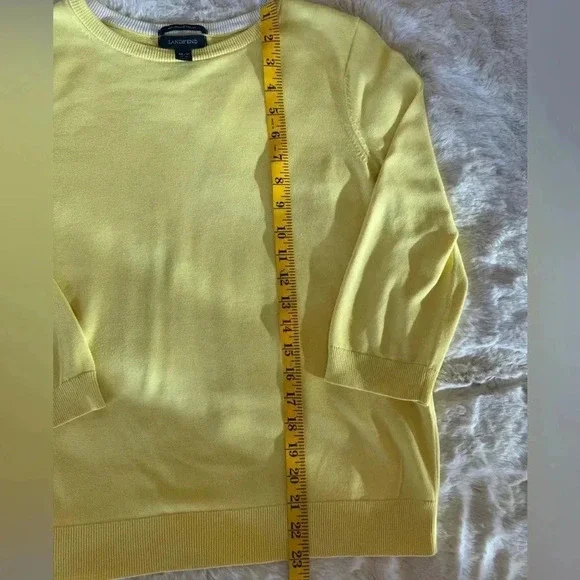 Lands End Women's yellow Crew Neck Sweater size medium petite - Picture 4 of 8